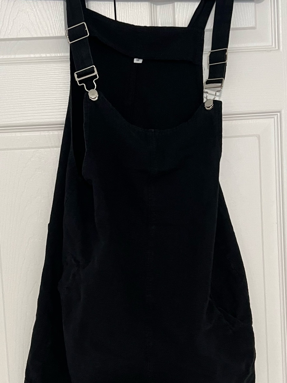 Black Women's Corduroy Overalls with Adjustable Straps